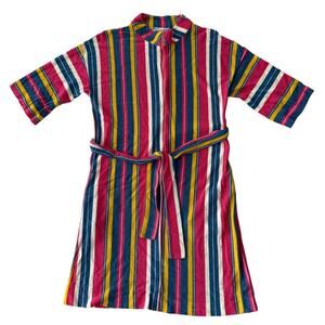 Vintage 70s Harbour Casuals Ltd ROXANNE multicoloured Terry beach dress medium